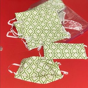 white and green damask face masks 10 pieces